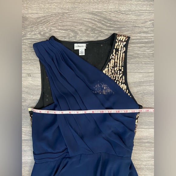 NWOT, 3.1 Phillip Lim for Target Navy Chiffon Dress Mettalic Gold Sequins Size 4 - Picture 10 of 14